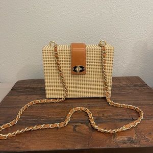 J. McLaughlin wicker cross body purse